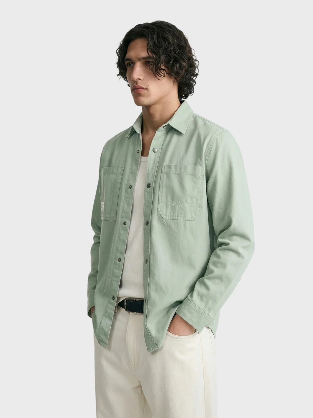 Men's Green Regular Fit Solid Casual Shirt - Image 4