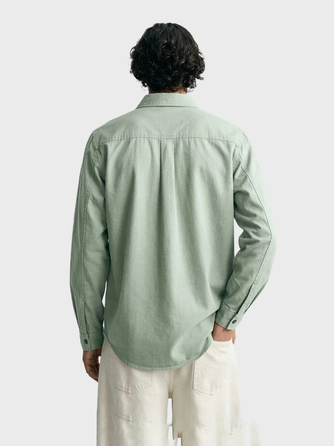 Men's Green Regular Fit Solid Casual Shirt - Image 5