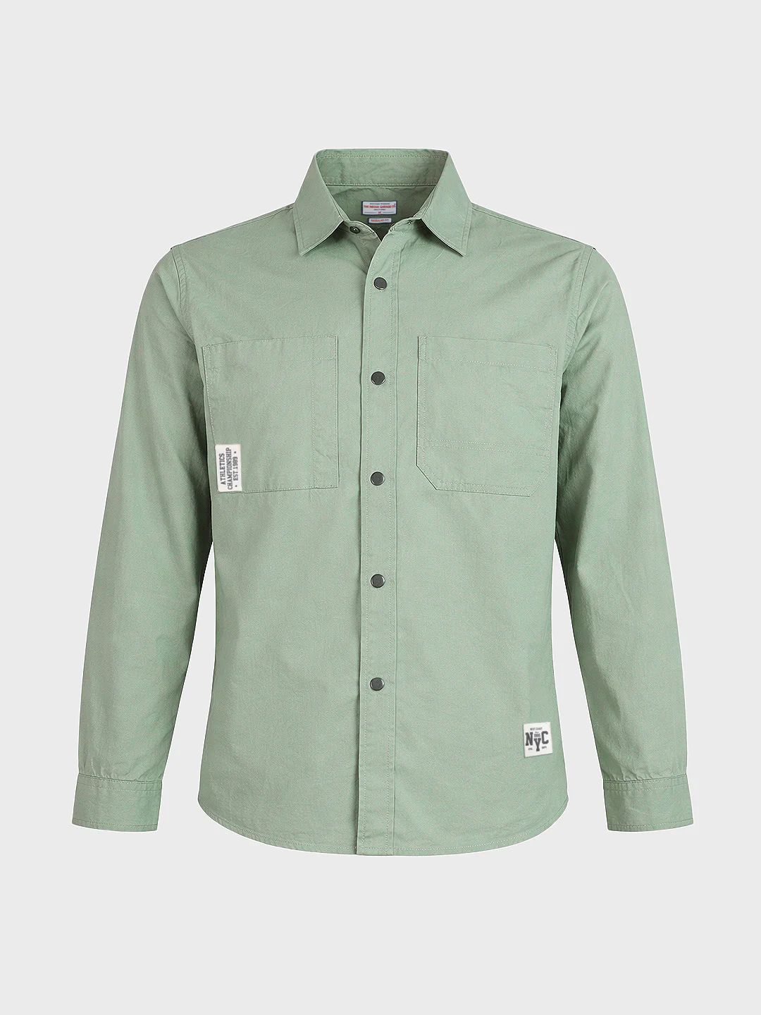 Men's Green Regular Fit Solid Casual Shirt - Image 6