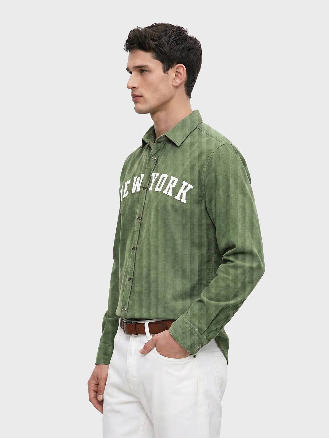 Men's Green Regular Fit Solid Casual Shirt - Image 2