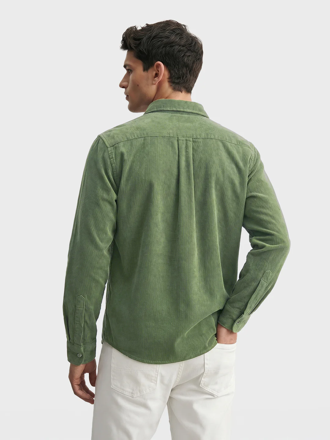 Men's Green Regular Fit Solid Casual Shirt - Image 3