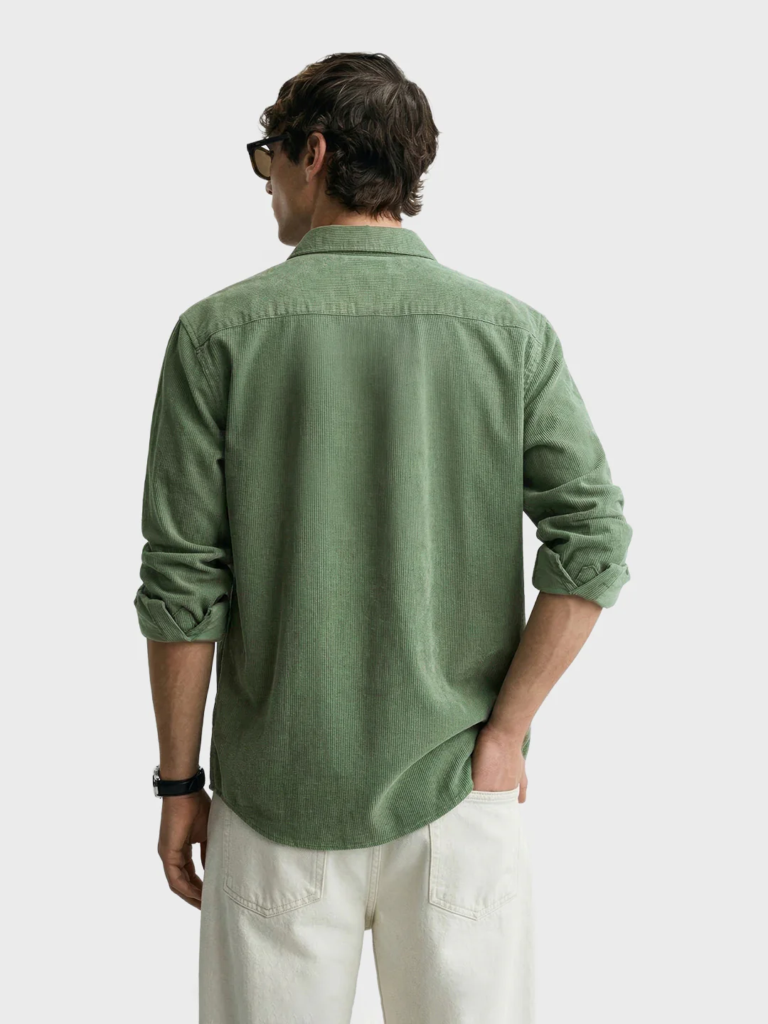 Men's Green Regular Fit Solid Casual Shirt - Image 4