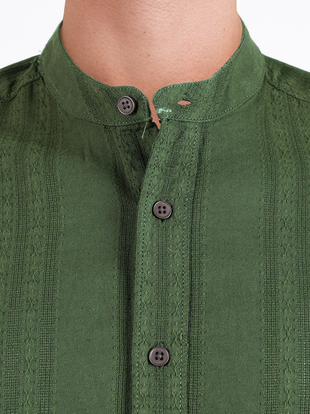Men's Green Regular Fit Solid Casual Shirt - Image 3