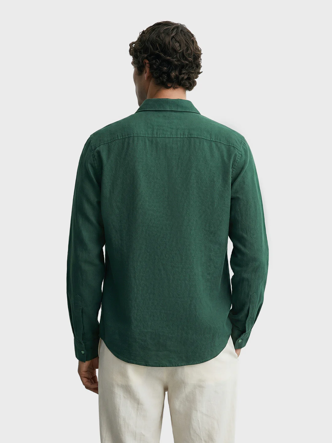 Men's Green Regular Fit Solid Casual Shirts - Image 5