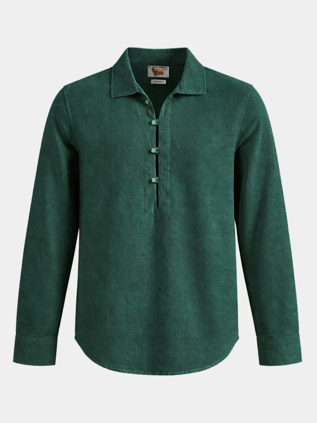 Men's Green Regular Fit Solid Casual Shirts - Image 6