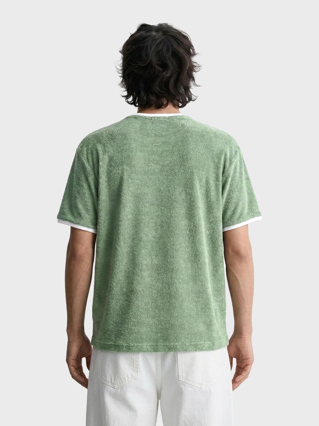 Men's Green Regular Fit Embroidered Casual T-Shirt - Image 4