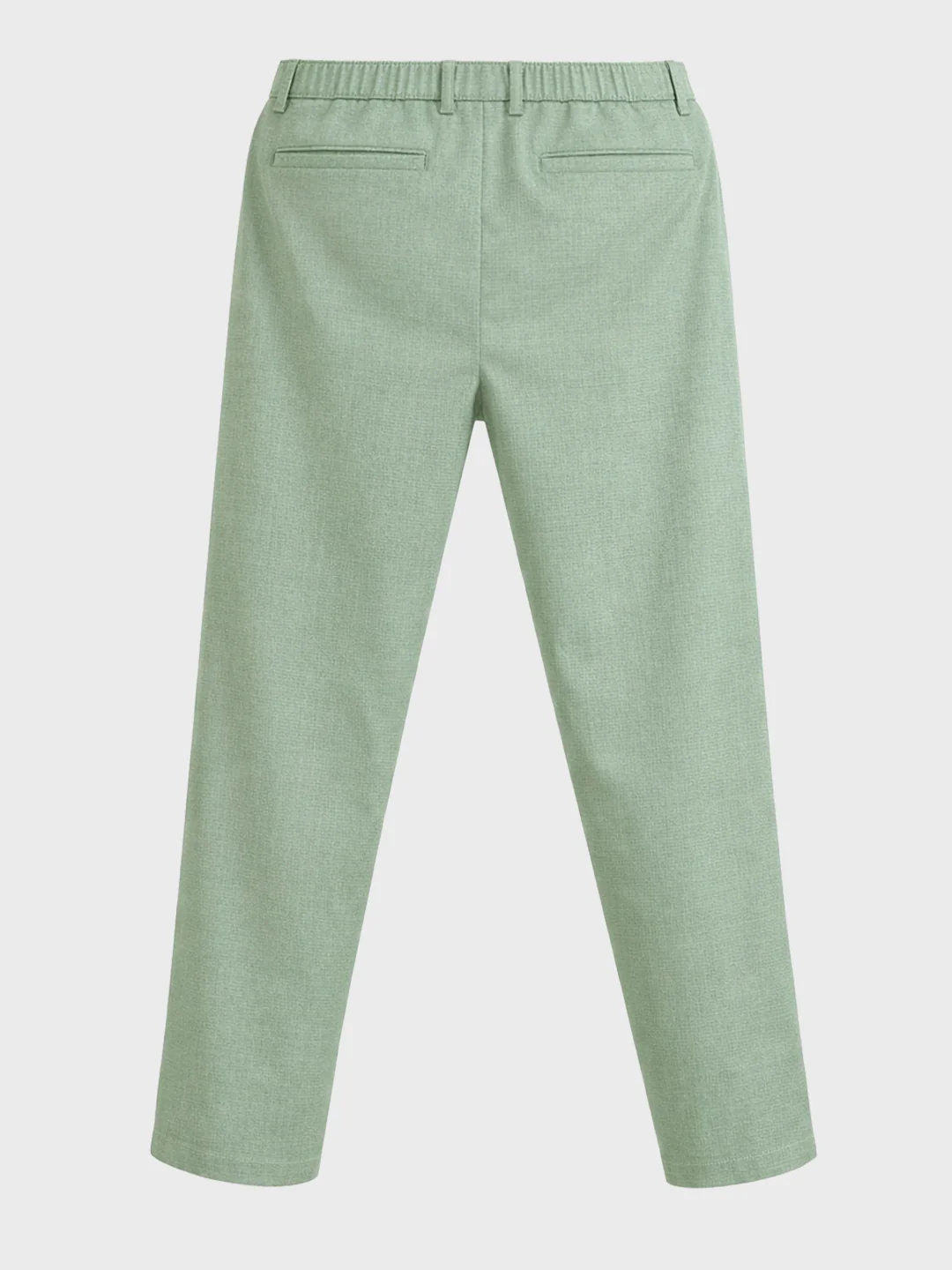 Men's Green Regular Fit Solid Casual Trousers - Image 5