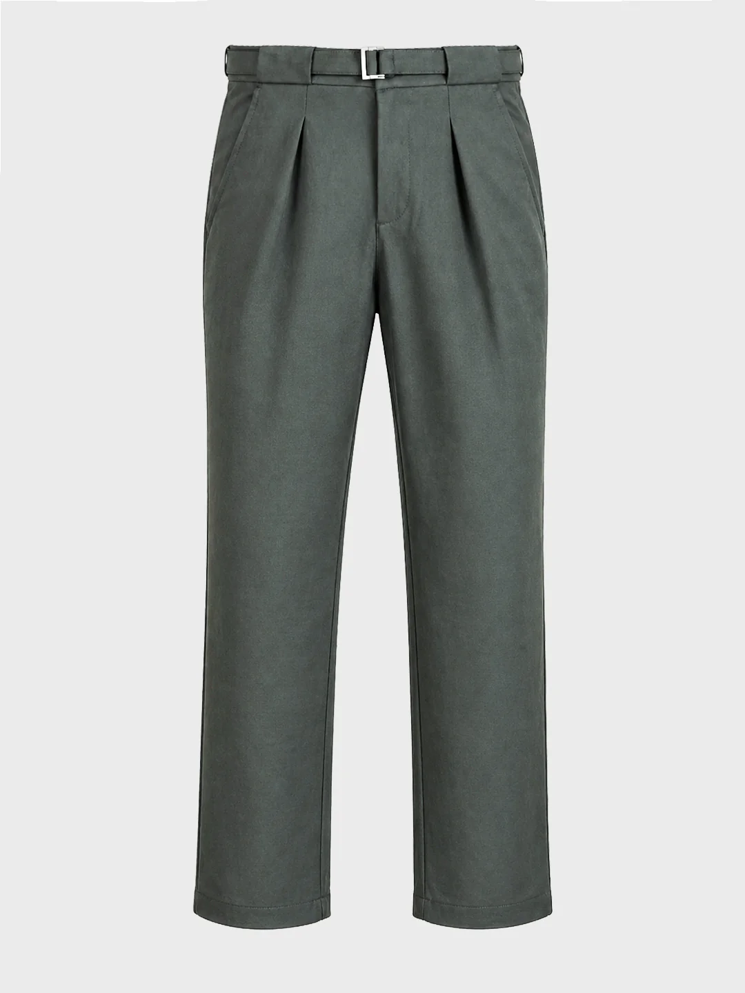 Men's Green Regular Fit Solid Casual Trousers - Image 7