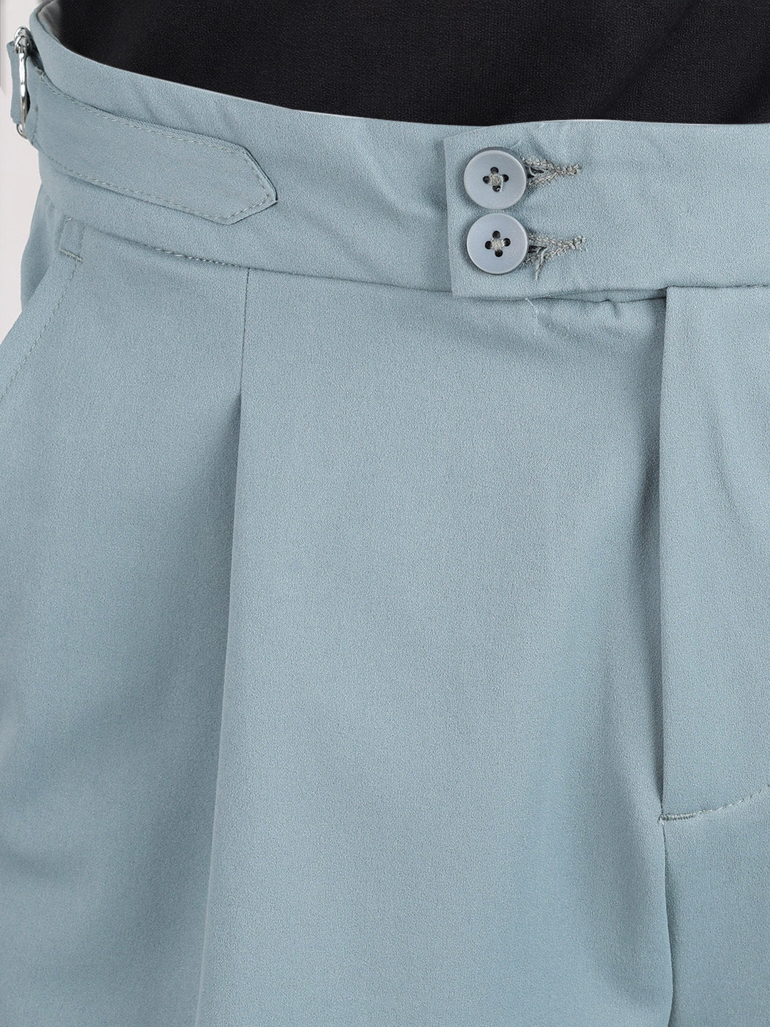 Men's Green Regular Fit Solid Casual Trousers - Image 8
