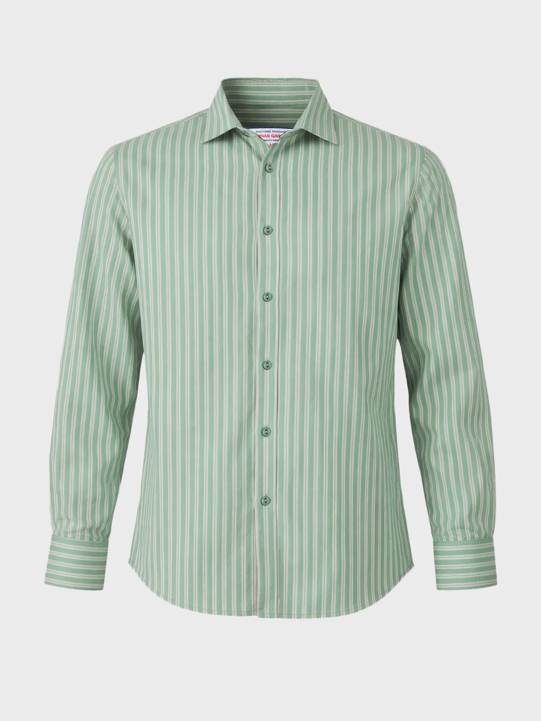 Men's Green Regular Fit Striped Casual Shirt - Image 5