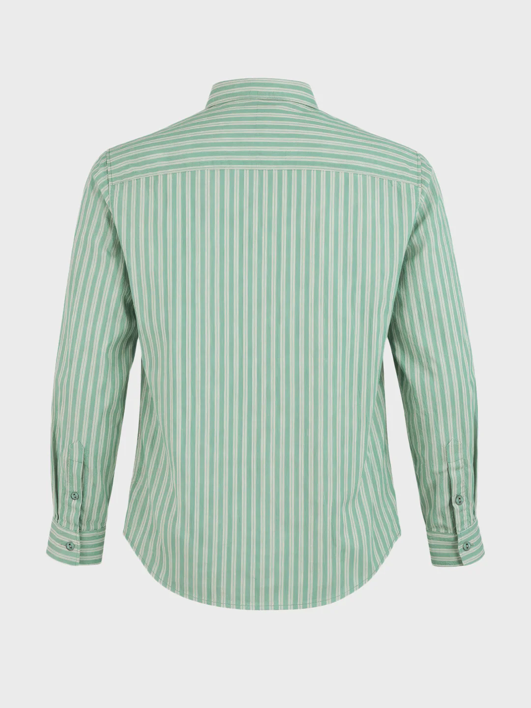 Men's Green Regular Fit Striped Casual Shirt - Image 6