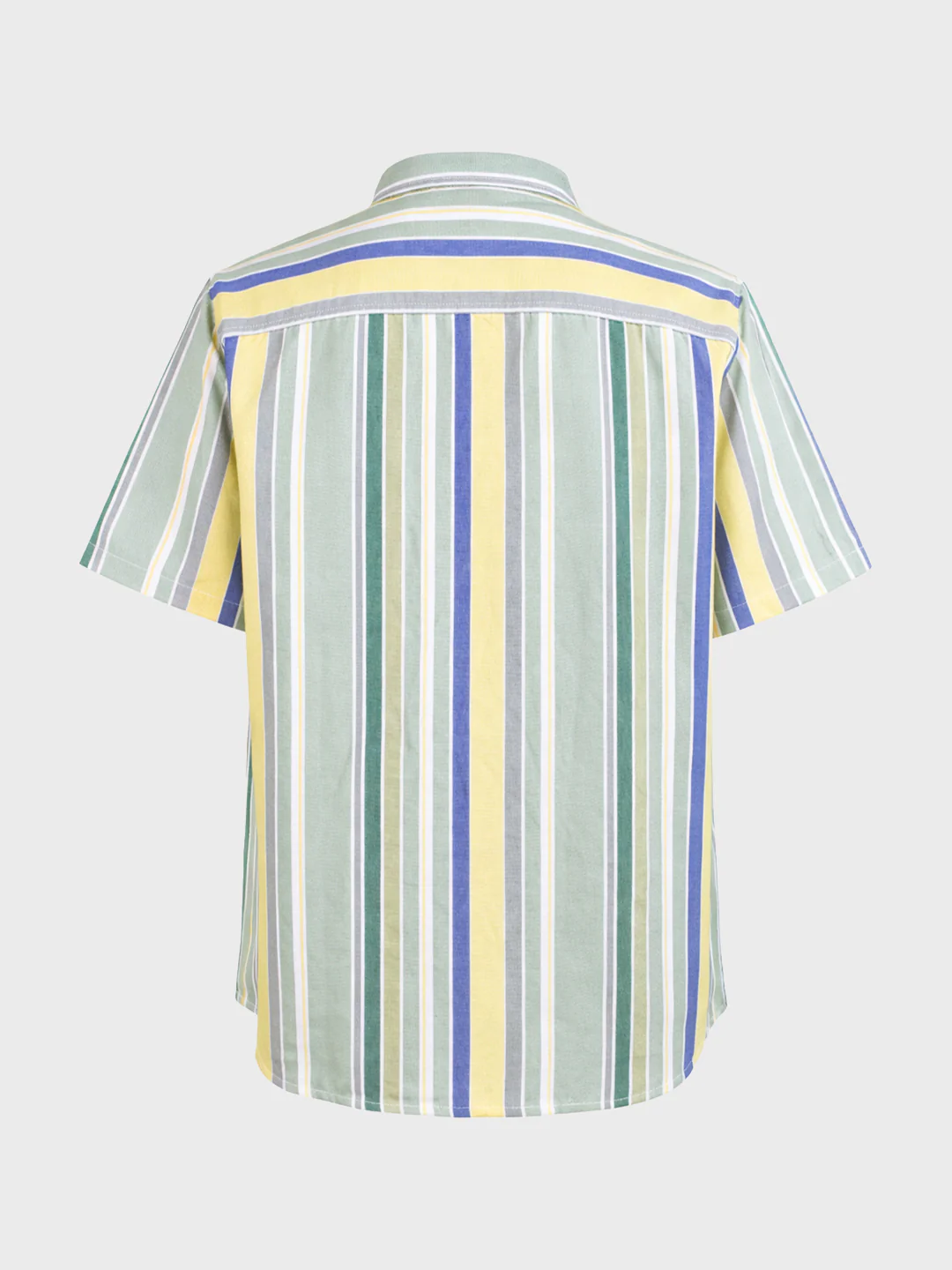 Men's Green Regular Fit Striped Casual Shirt - Image 5