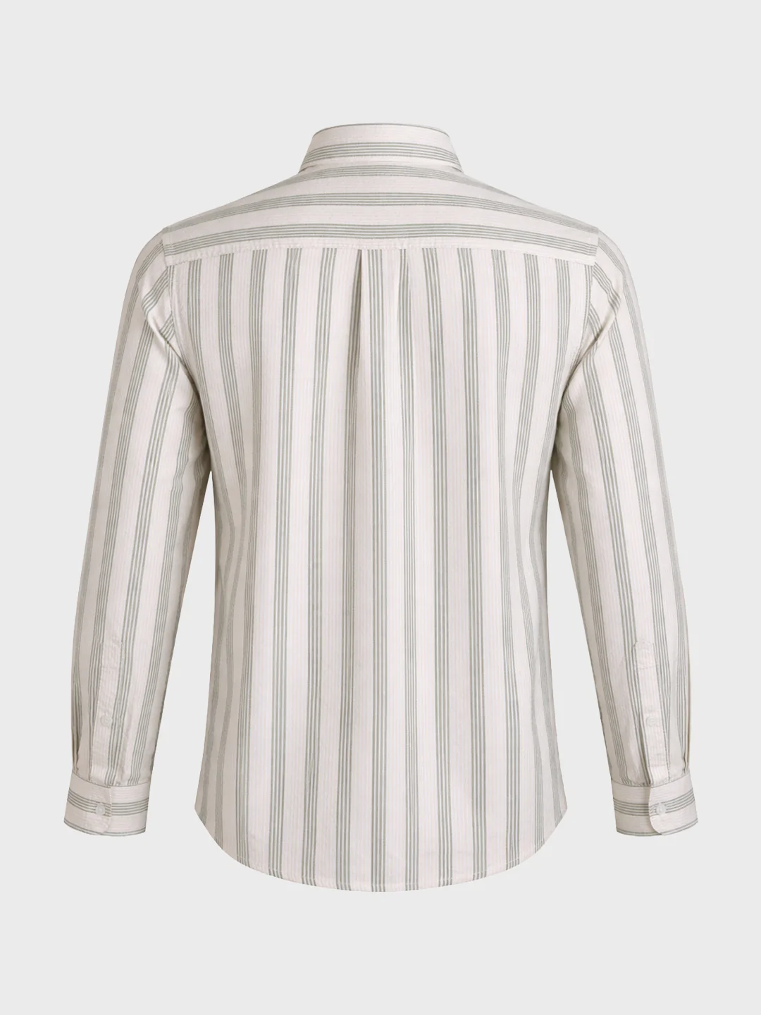 Men's Green Regular Fit Striped Casual Shirt - Image 7