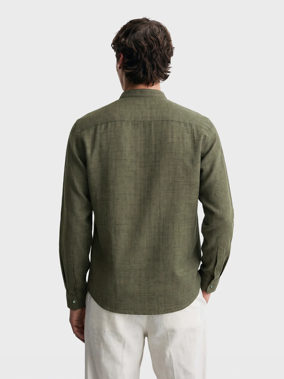 Men's Olive Regular Fit Solid Casual Shirt - Image 5