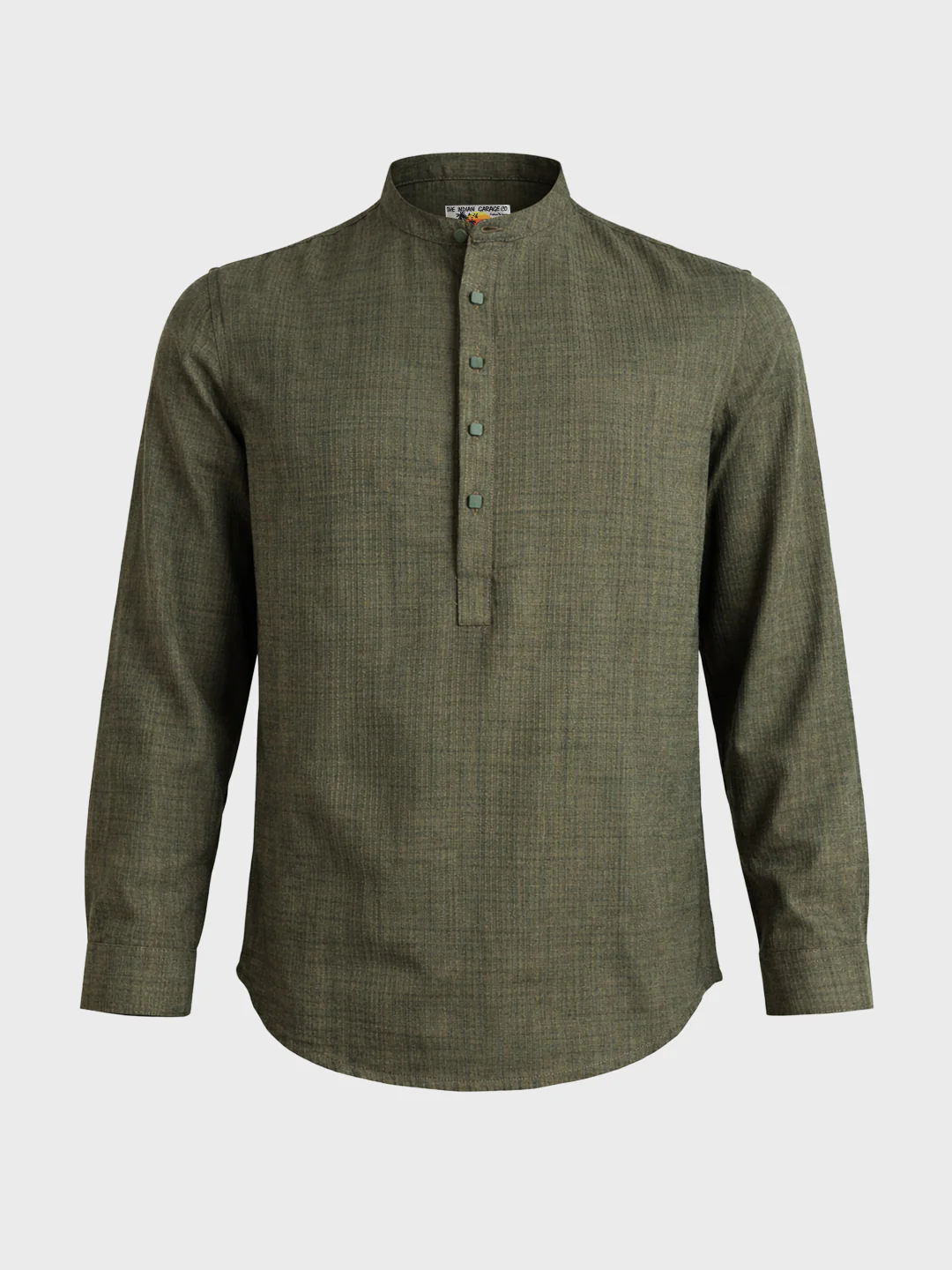 Men's Olive Regular Fit Solid Casual Shirt - Image 6