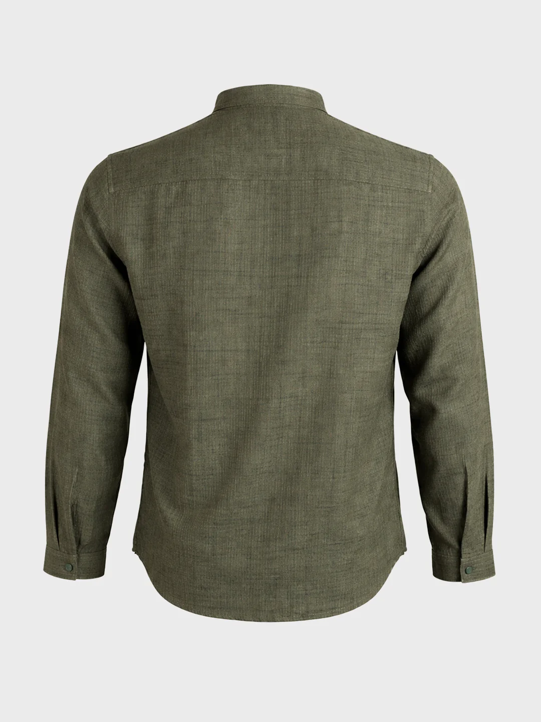 Men's Olive Regular Fit Solid Casual Shirt - Image 7