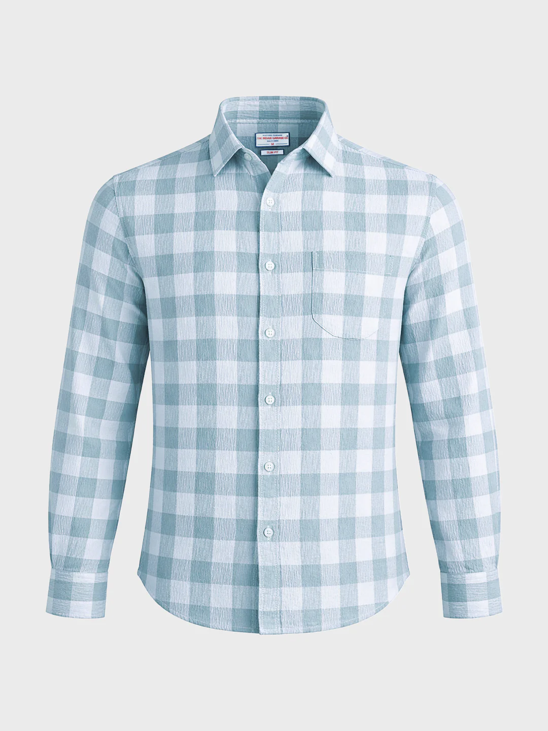 Men's Green Relaxed Fit Checkered Oddinary Shirt - Image 5
