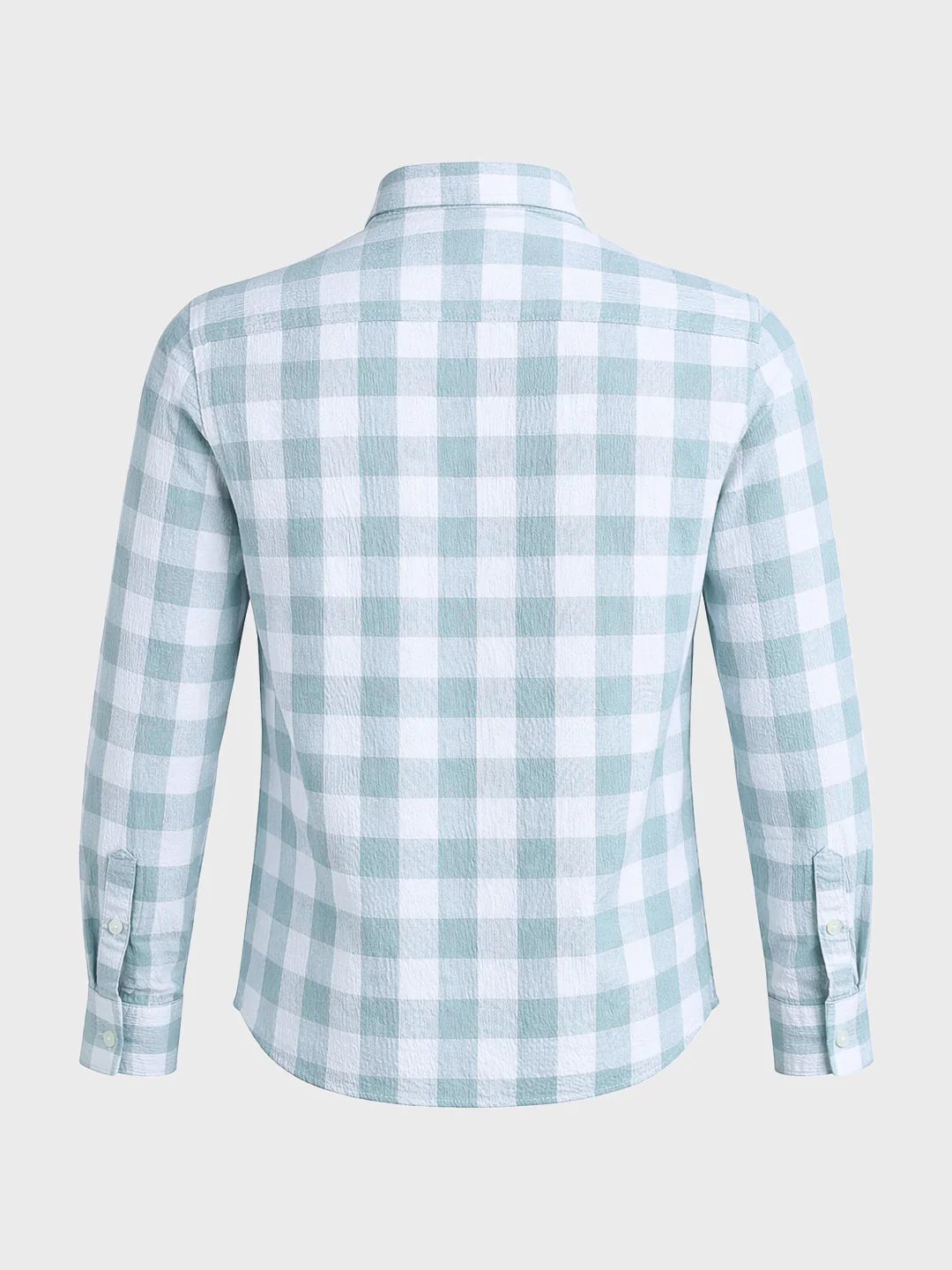 Men's Green Relaxed Fit Checkered Oddinary Shirt - Image 6