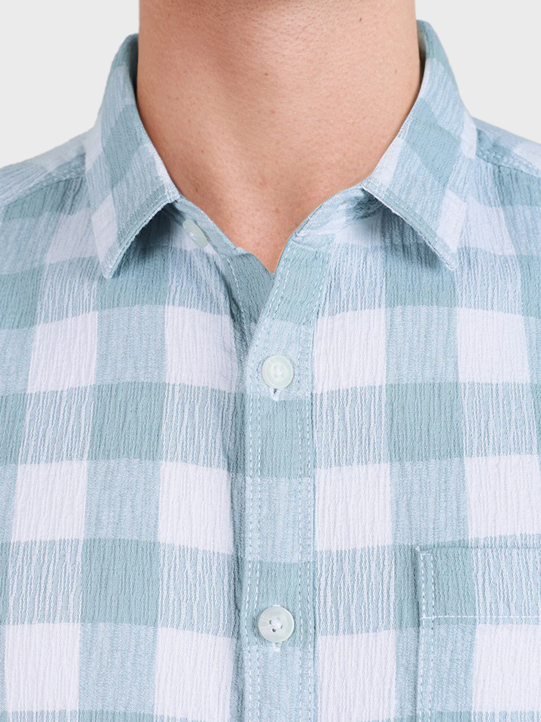 Men's Green Relaxed Fit Checkered Oddinary Shirt - Image 7