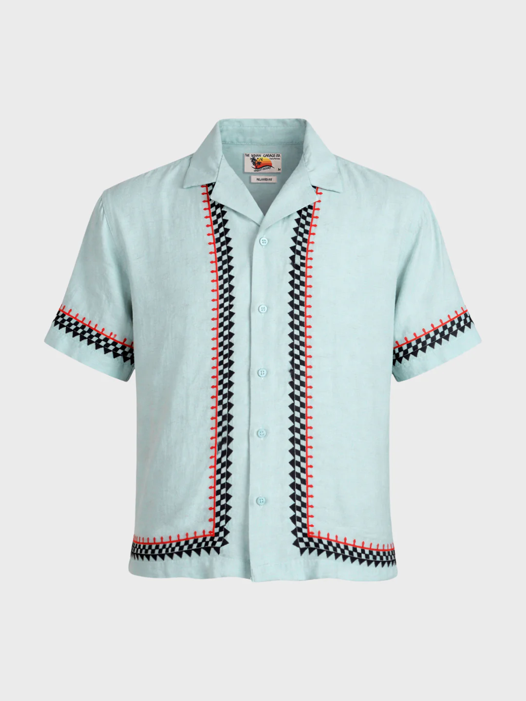 Men's Green Relaxed Fit Embroidered Casual Shirt - Image 5