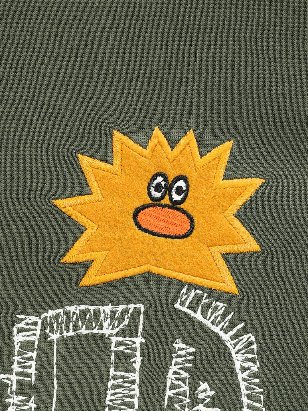 Men's Green Relaxed Fit Embroided Casual Sweatshirt - Image 5