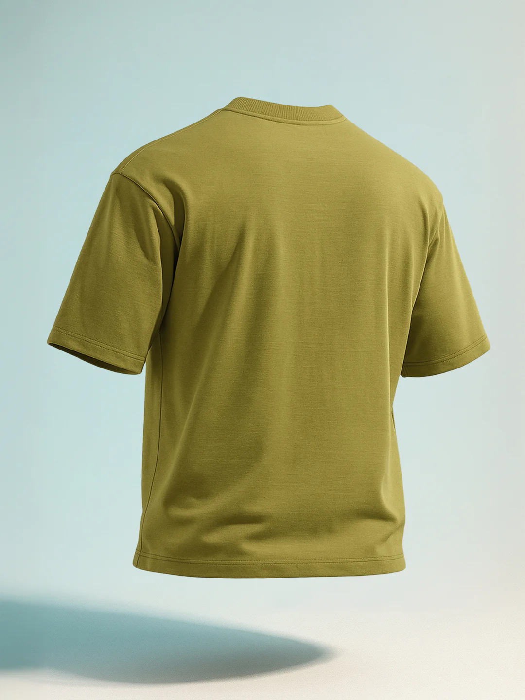Men's Green Relaxed Fit Embroided 240 GSM Casual T-Shirt - Image 2