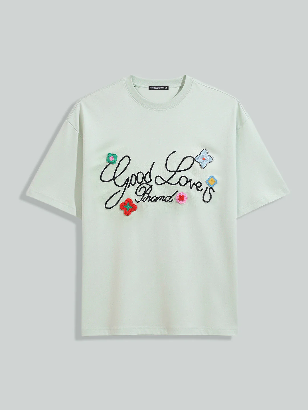 Men's Green Relaxed Fit Embroided 240 GSM Resort Wear T-Shirt - Image 5