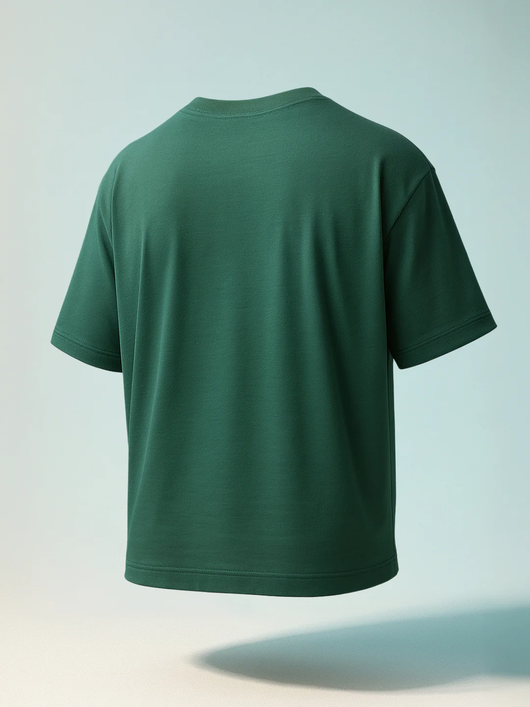 Men's Green Relaxed Fit Embroided 240 GSM Resort Wear T-Shirt - Image 2