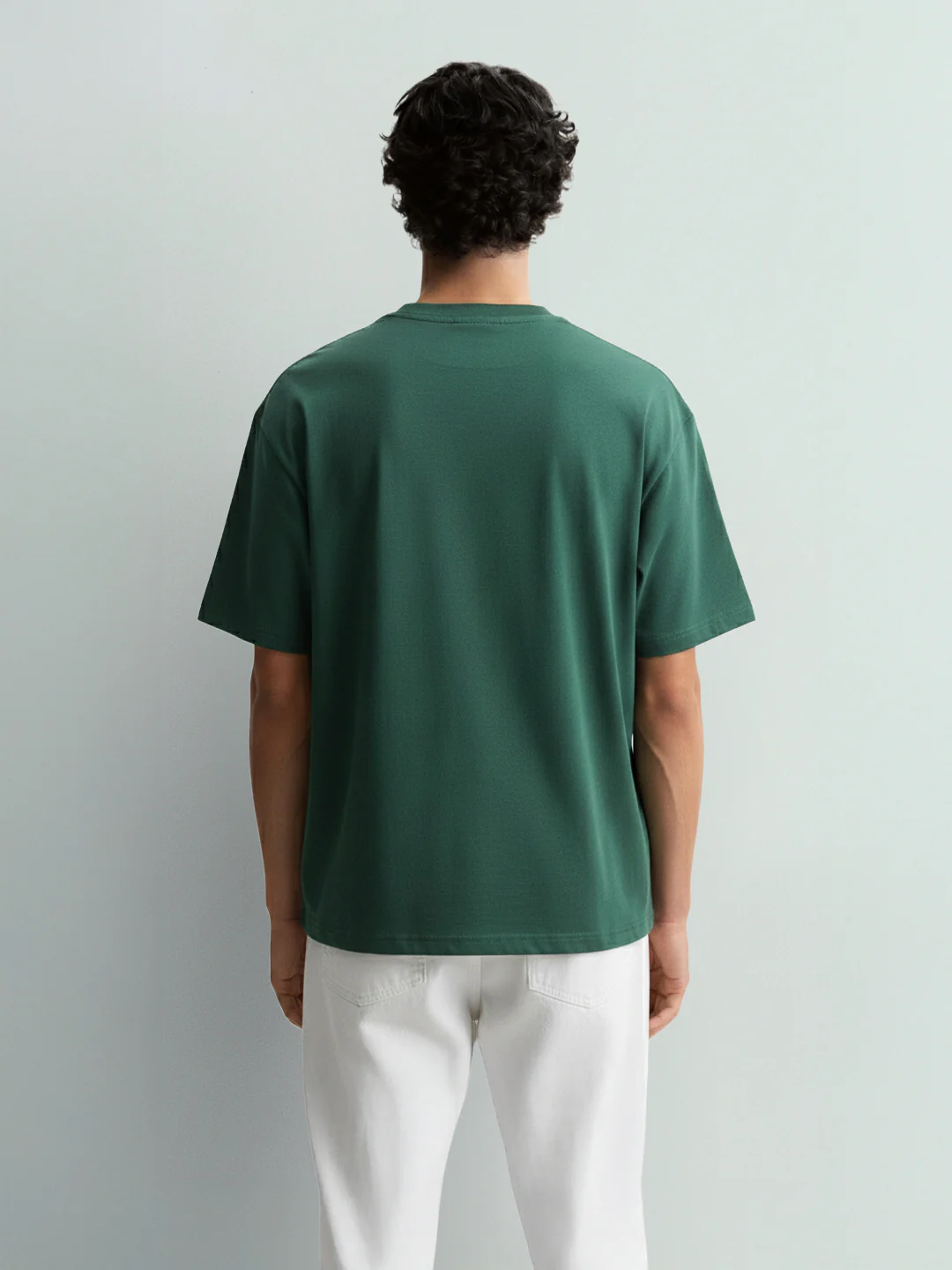 Men's Green Relaxed Fit Embroided 240 GSM Resort Wear T-Shirt - Image 4