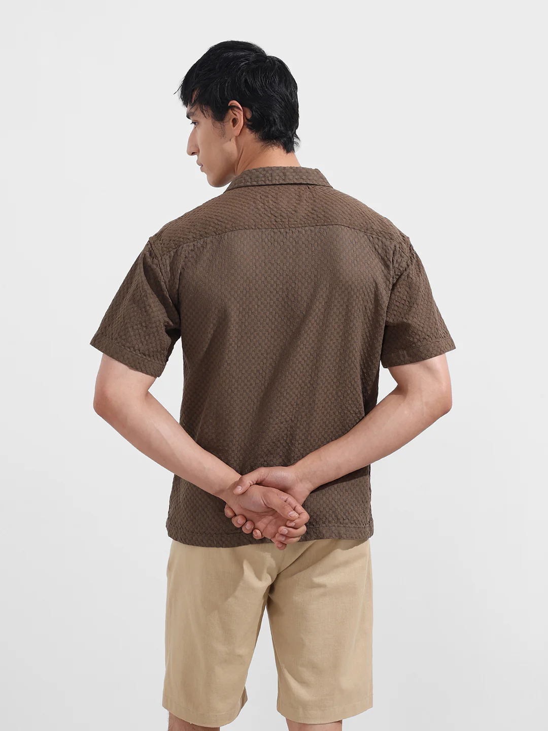 Men's Green Relaxed Fit Geometric Print Resort Wear Shirt - Image 5