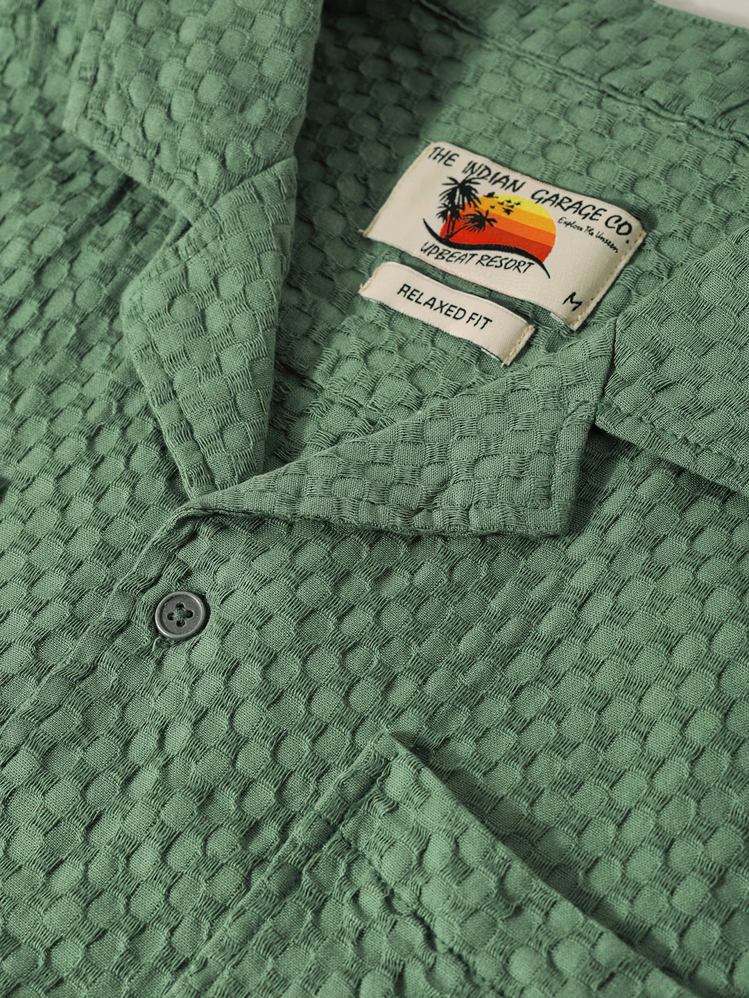 Men's Green Relaxed Fit Geometric Print Resort Wear Shirt - Image 6