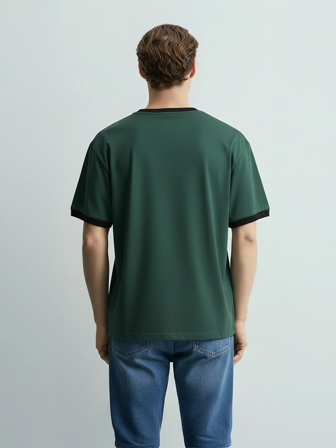 Men's Green Relaxed Fit Graphic Printed 240 GSM Sport Wear T-Shirt - Image 4