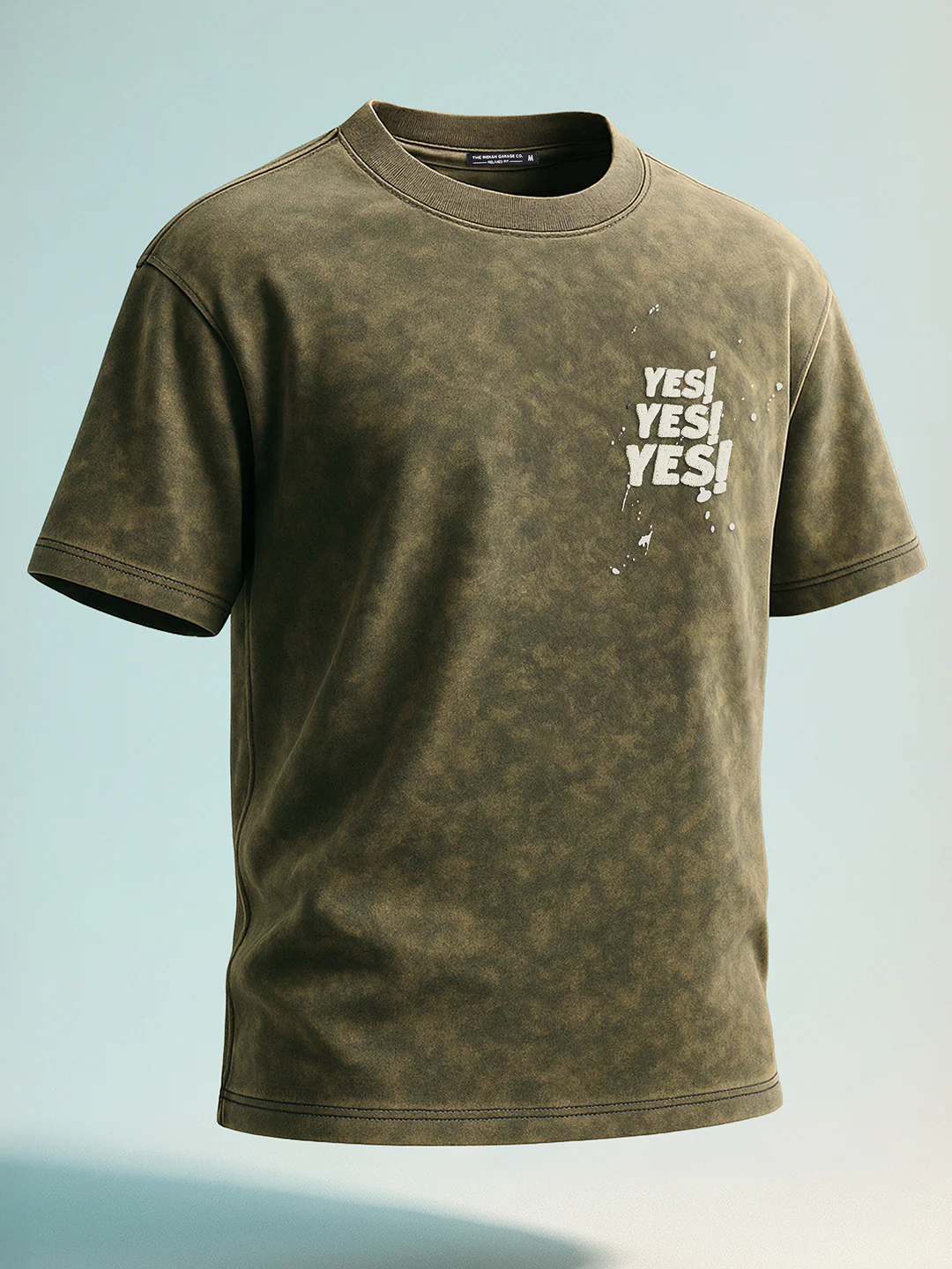 Men's Green Relaxed Fit Graphic Printed 240 GSM Street Wear T-Shirt - Image 2