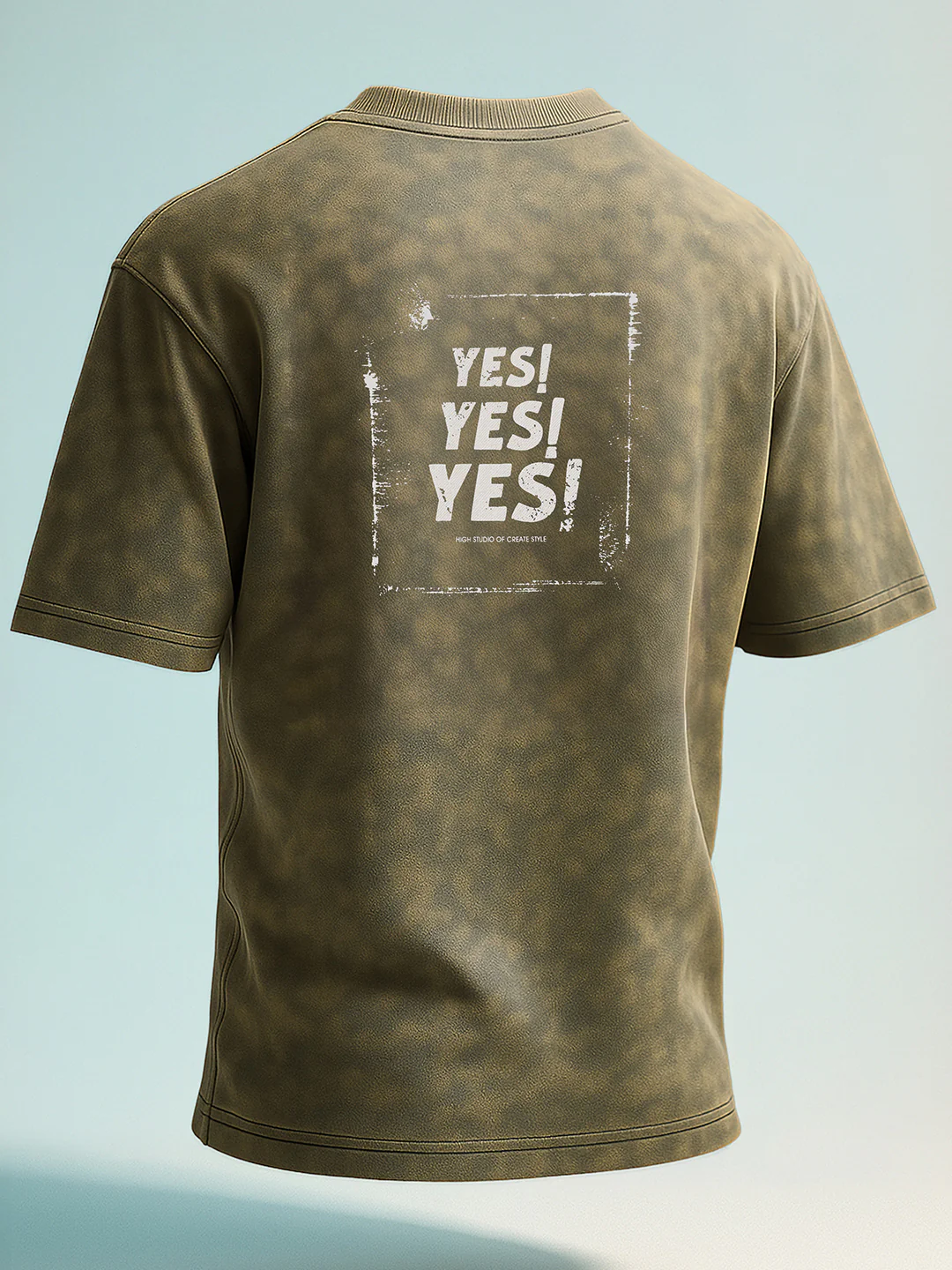 Men's Green Relaxed Fit Graphic Printed 240 GSM Street Wear T-Shirt - Image 3