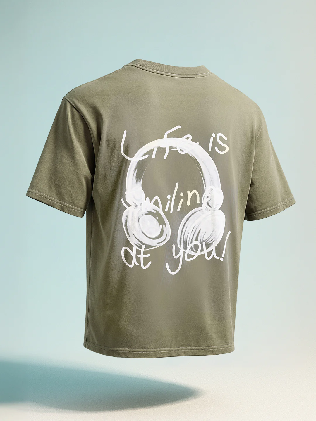 Men's Green Relaxed Fit Graphic Printed 240 GSM Street Wear T-Shirt