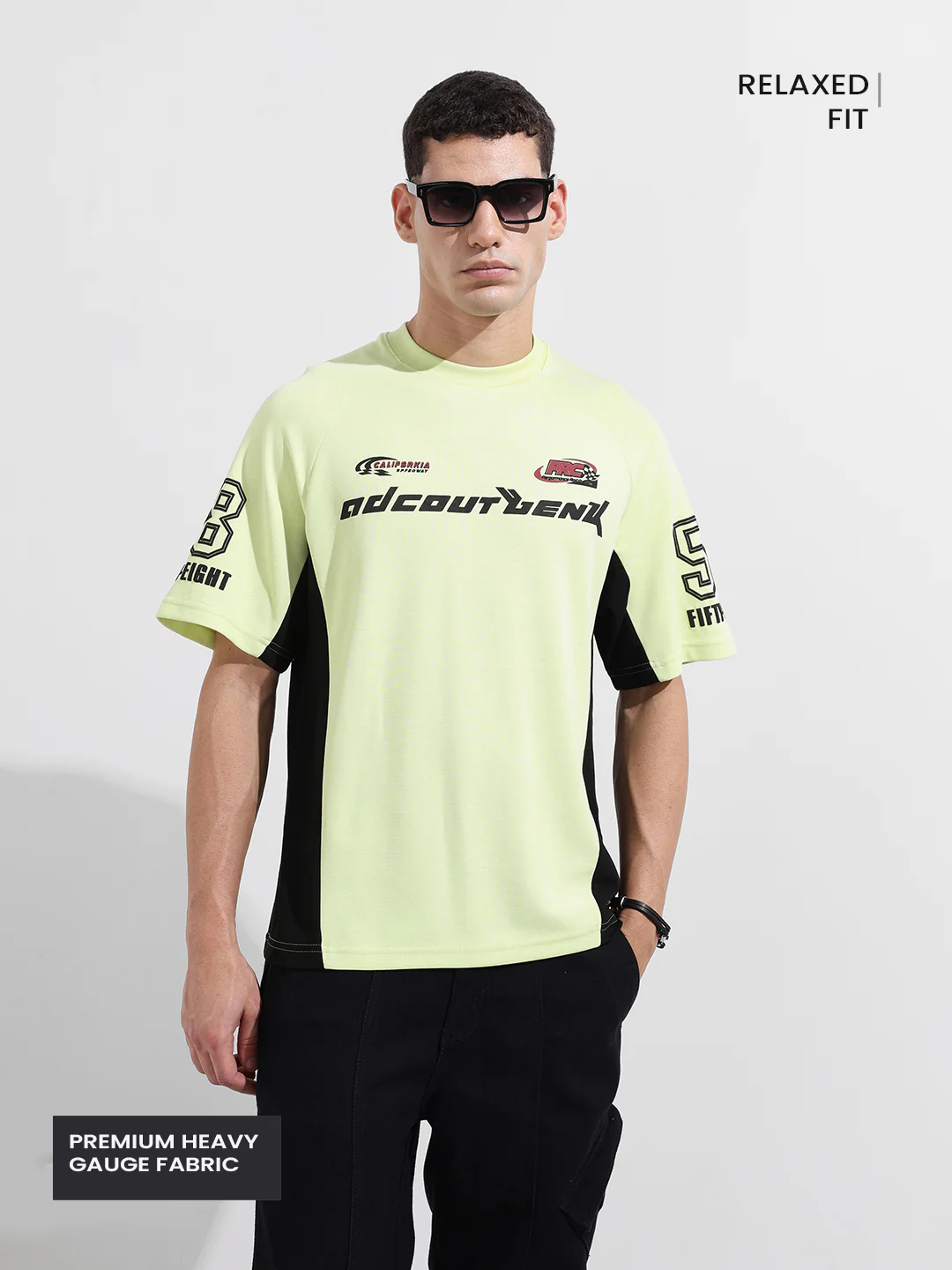 Men's Green Relaxed Fit Graphic Printed 240 GSM Street Wear T-Shirt - Image 4
