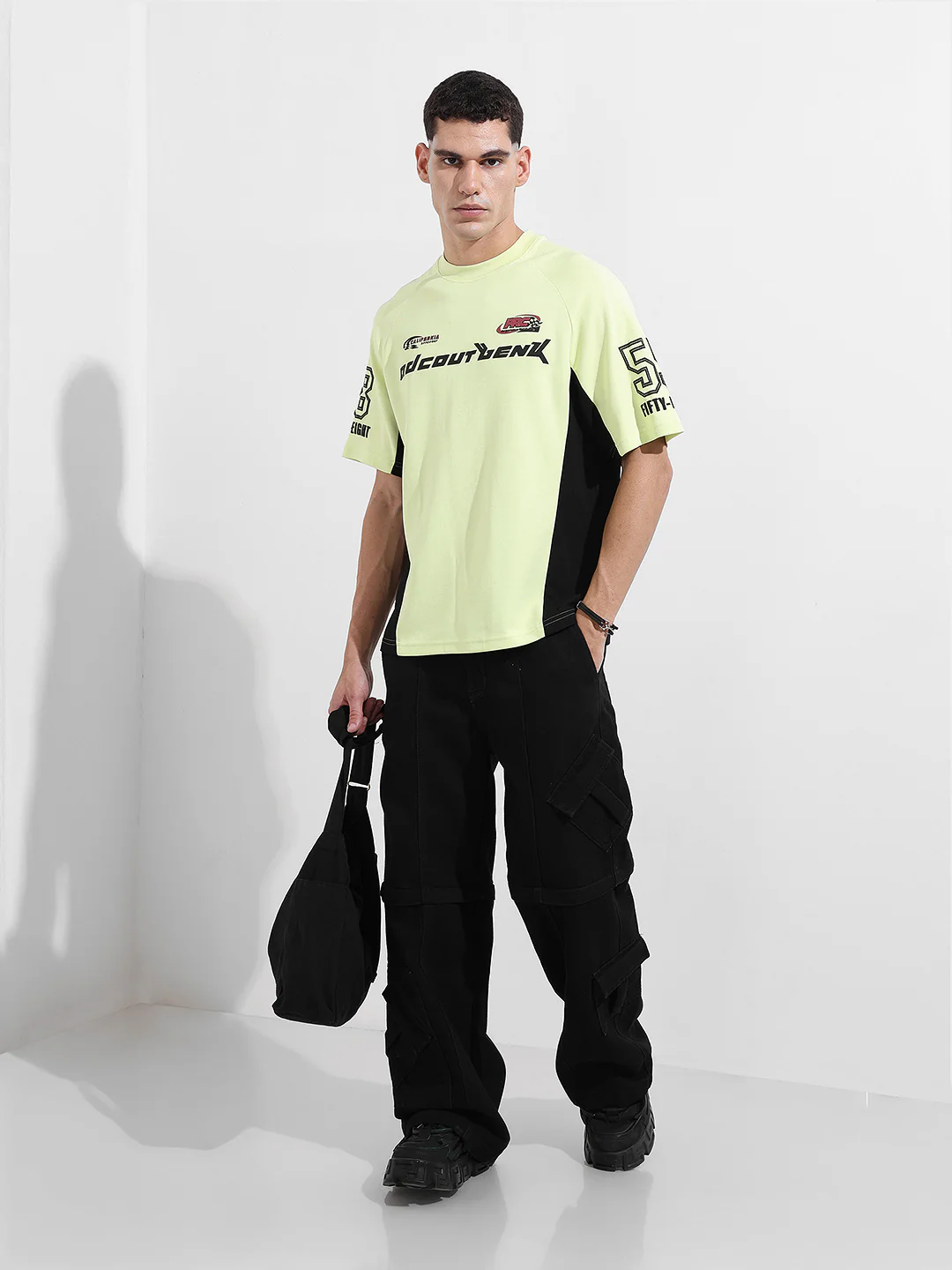 Men's Green Relaxed Fit Graphic Printed 240 GSM Street Wear T-Shirt - Image 5