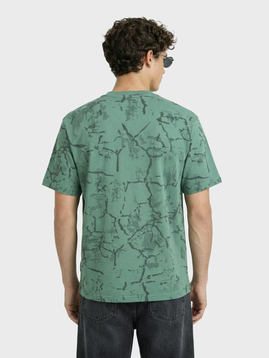 Men's Green Relaxed Fit Printed Casual T-Shirts - Image 3