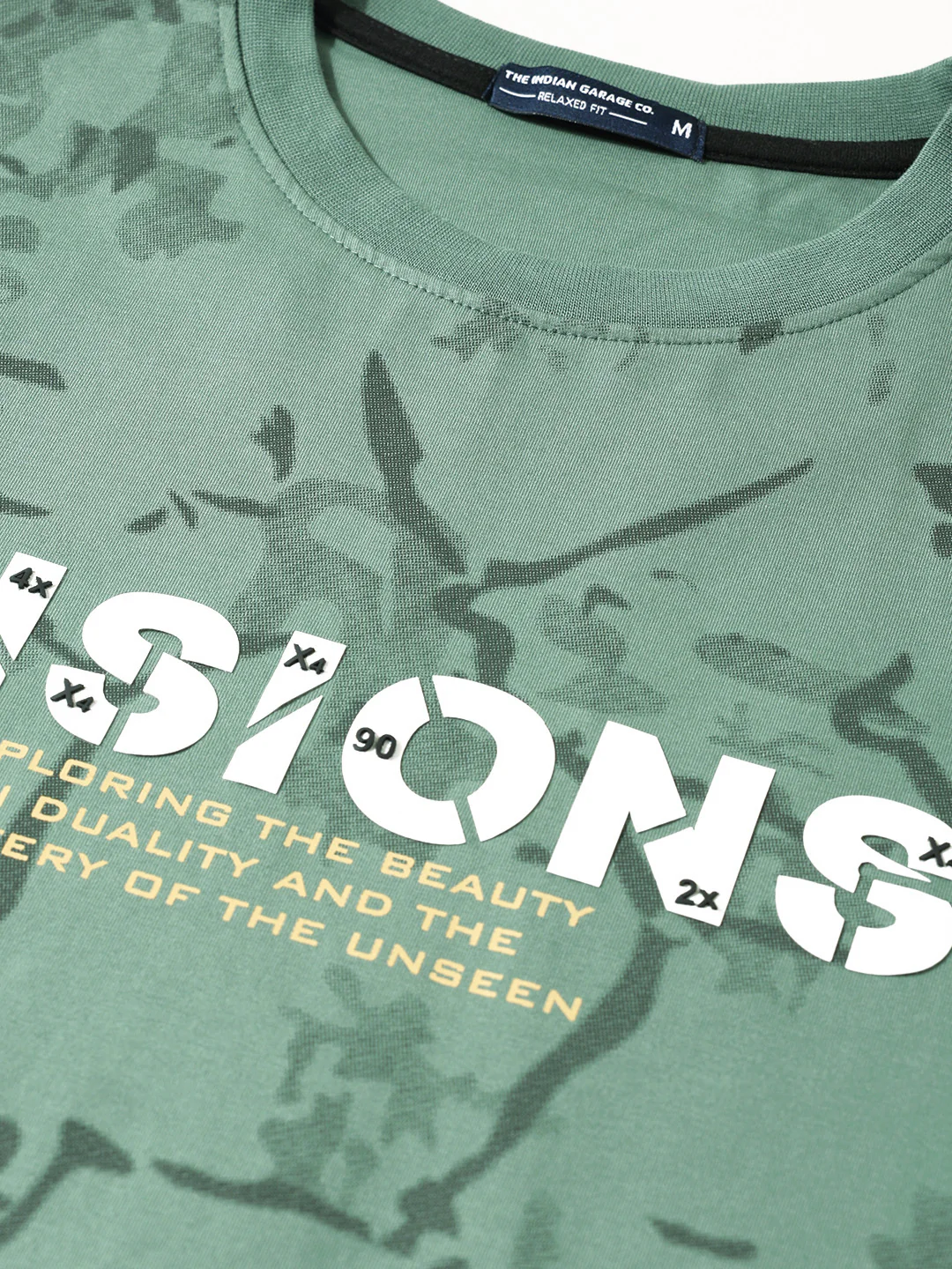 Men's Green Relaxed Fit Printed Casual T-Shirts - Image 6