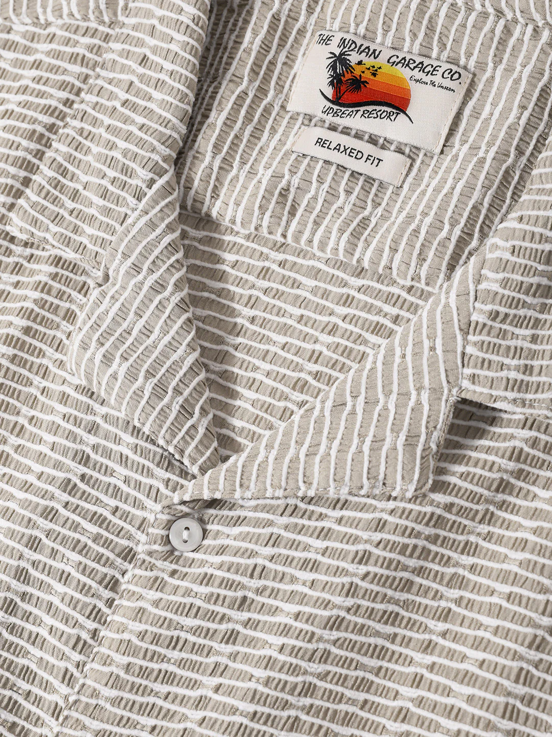 Men's Green Relaxed Fit Resort Wear Textured Shirt - Image 6