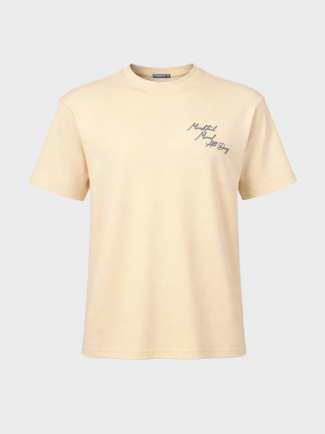 Men's Cream Relaxed Fit Embroidered Casual T-Shirt - Image 5