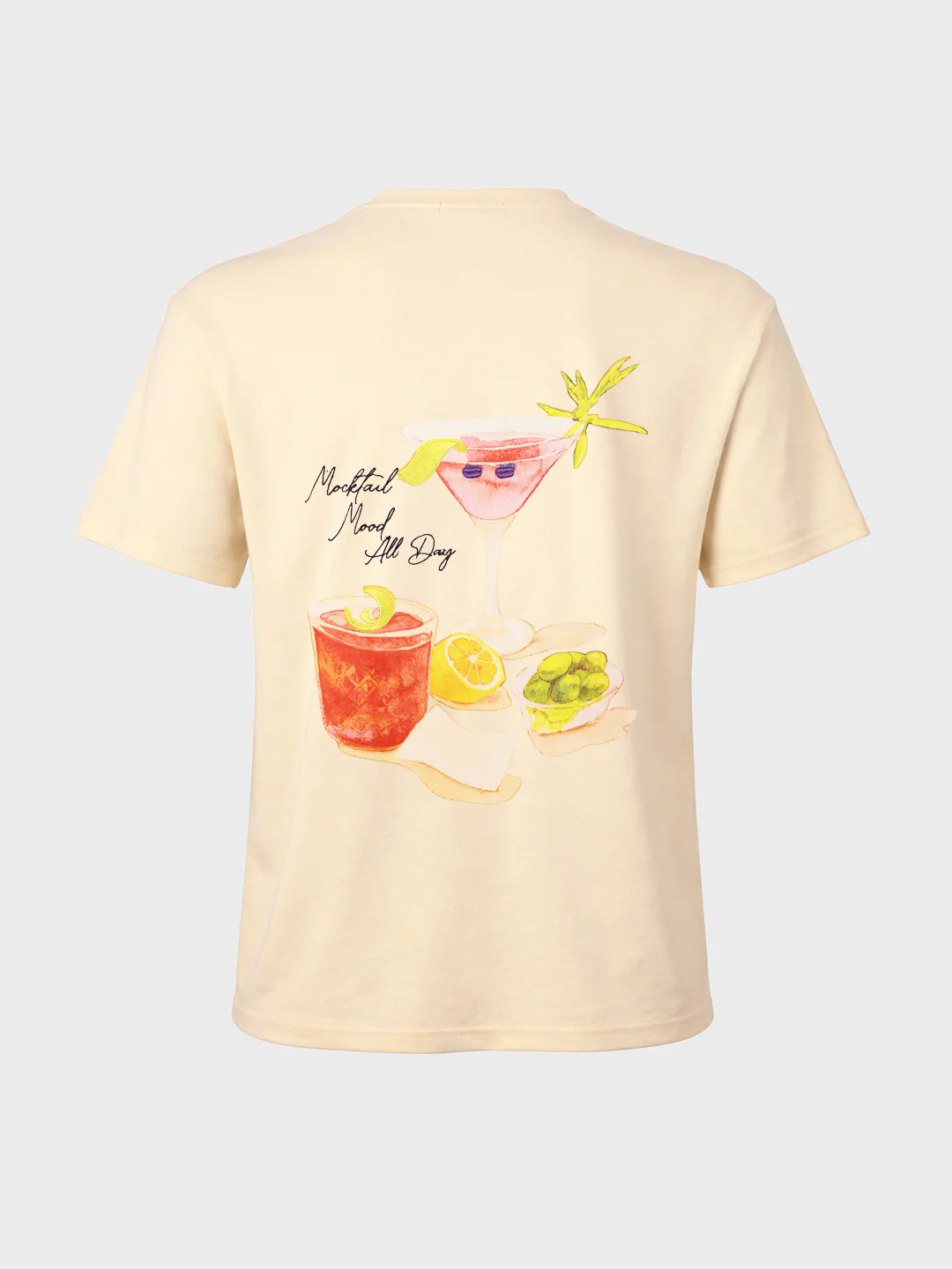 Men's Cream Relaxed Fit Embroidered Casual T-Shirt - Image 6