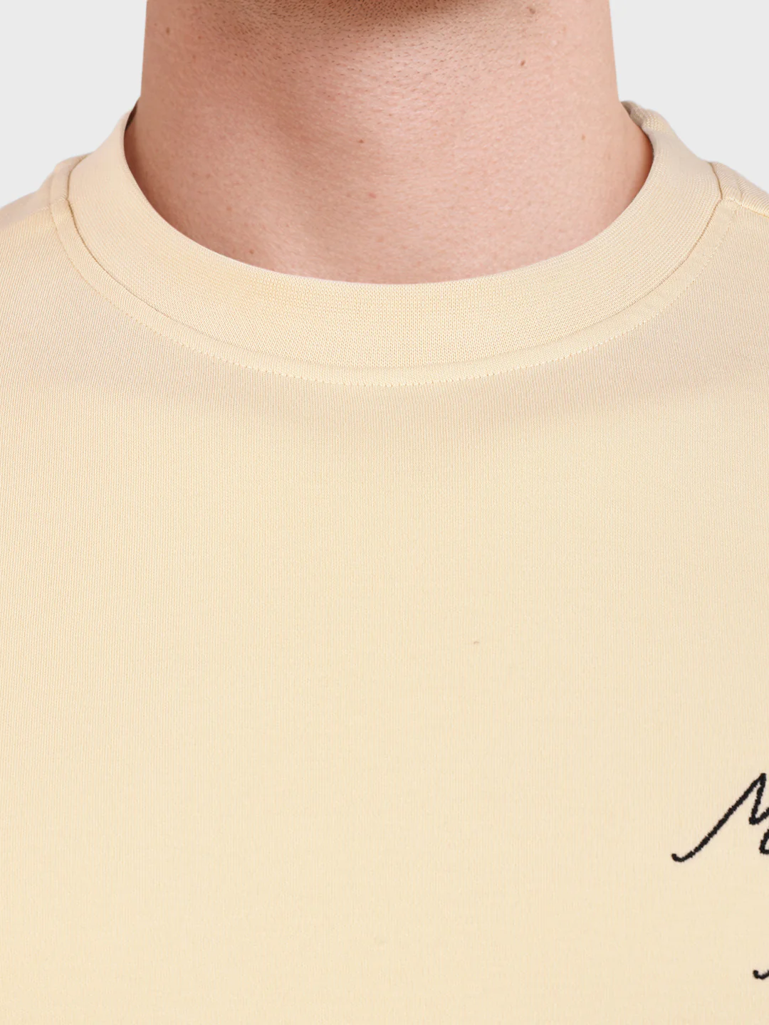 Men's Cream Relaxed Fit Embroidered Casual T-Shirt - Image 7