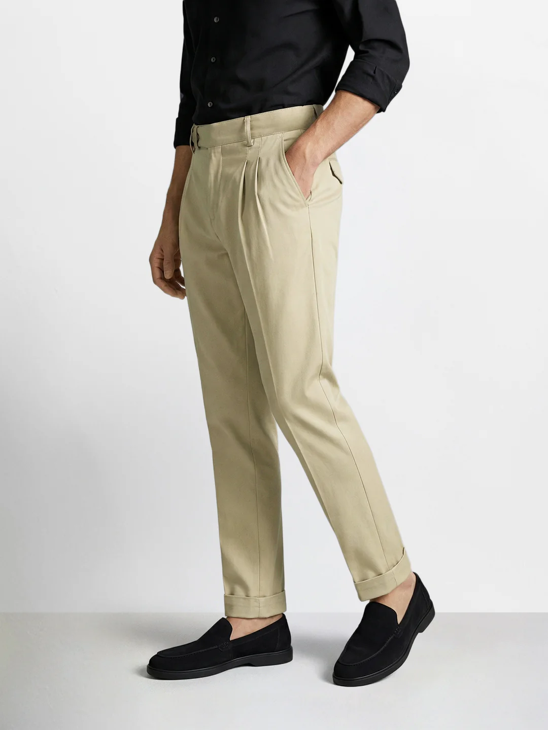 Men's Green Relaxed Fit Solid Casual Trousers - Image 3