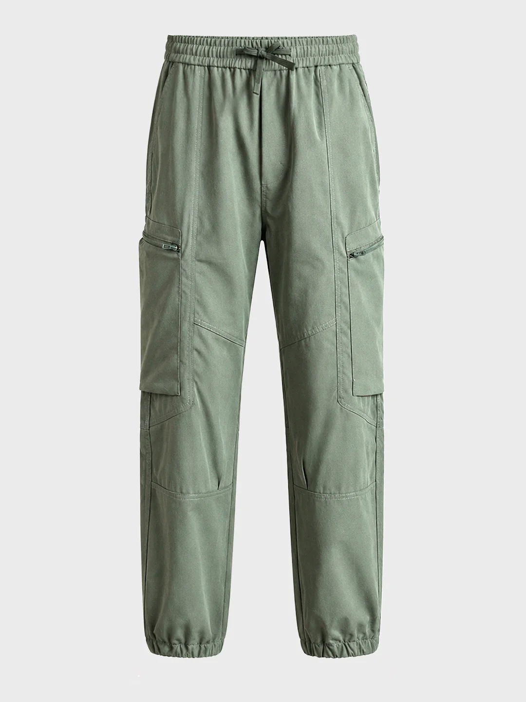 Men's Green Relaxed Fit Solid Utility Cargo - Image 5