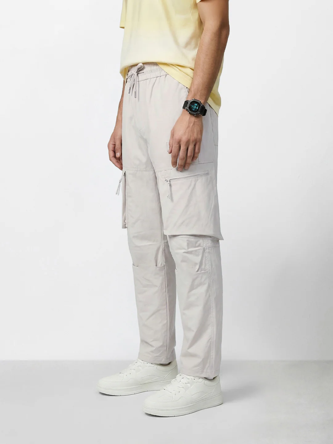Men's Green Relaxed Fit Solid Utility Cargo - Image 2