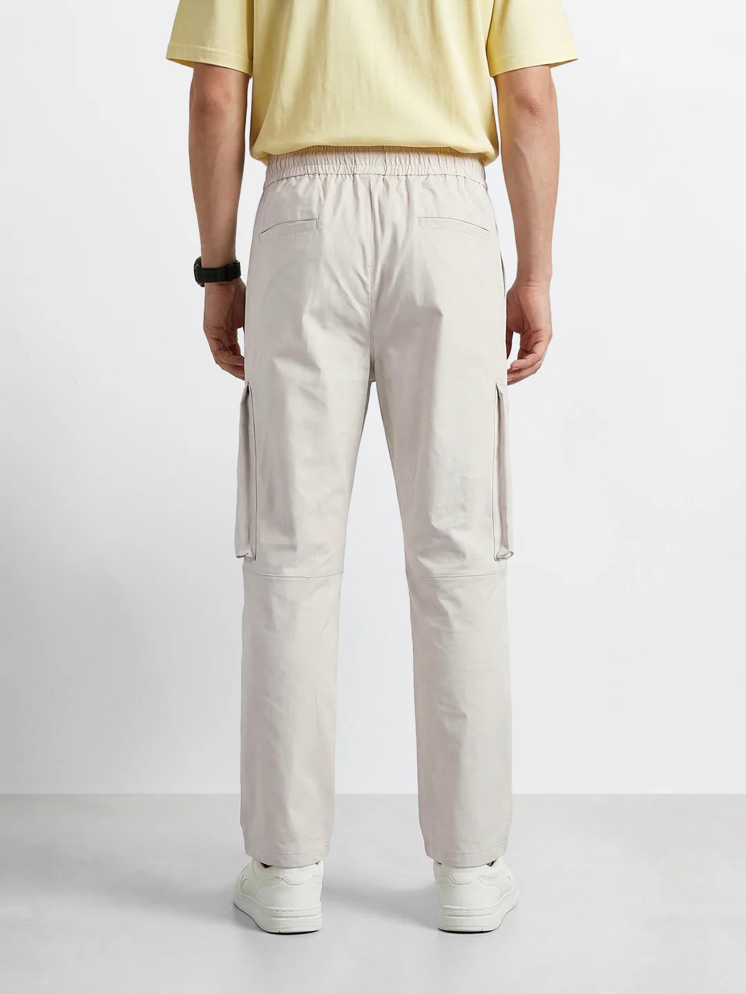 Men's Green Relaxed Fit Solid Utility Cargo - Image 4
