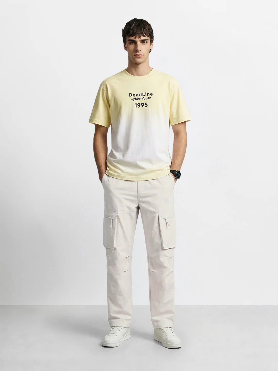 Men's Green Relaxed Fit Solid Utility Cargo - Image 5