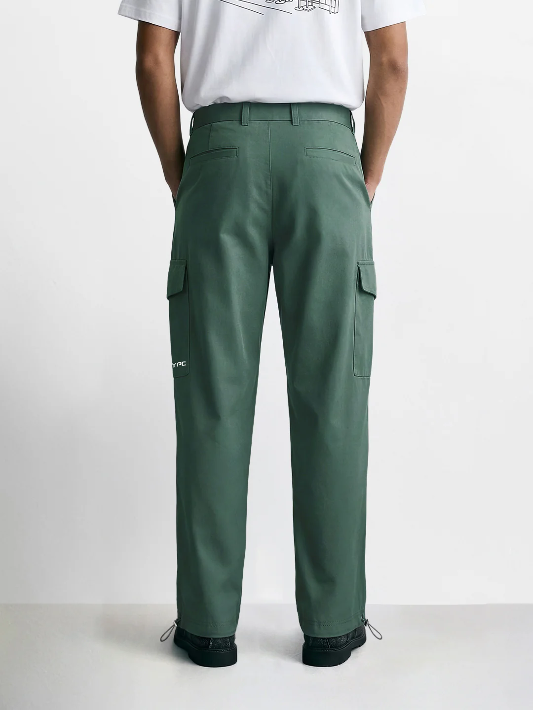 Men's Green Relaxed Fit Solid Utility Cargo - Image 4