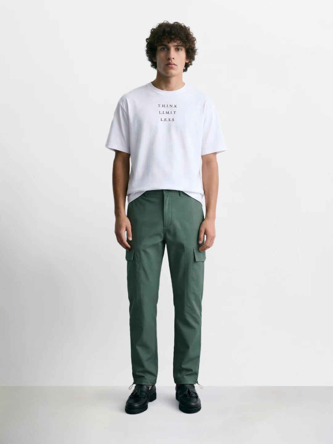 Men's Green Relaxed Fit Solid Utility Cargo - Image 5